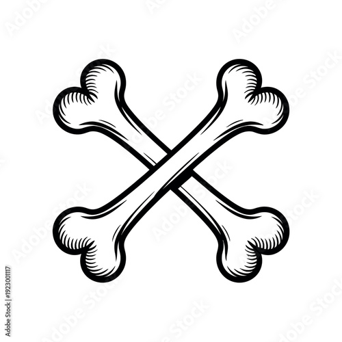 Crossed bones illustration symbolizes danger or pirate theme in vintage style.