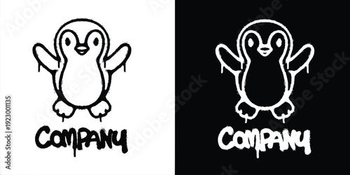 Graffiti Happy Penguin logo vector design