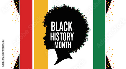 Profile of a Black Woman with an Afro Hairstyle and Colorful Dots Concept of Black History Month