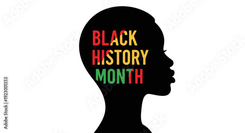 Conceptual Graphic for Black History Month Featuring Colorful Typography Within a Human Head Profile