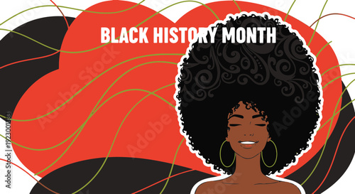 Vibrant Portrait of a Black Woman with Large Afro Celebrating Black History Month Cultural Pride
