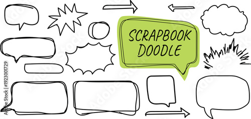 Scrapbook doodle speech bubbles and arrows