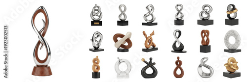 Obraz na plátně Set and collection of modern abstract sculptures and elegant corporate award tro