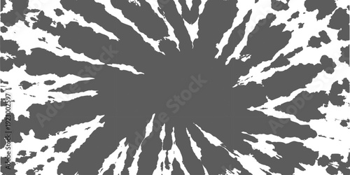 Abstract radial tie-dye pattern with distressed texture and monochrome color scheme, vector illustration for design.