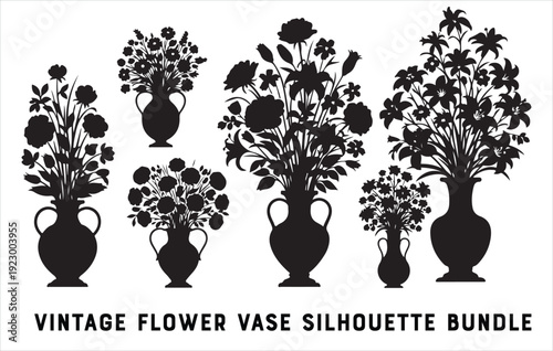 vase silhouette flowers in pots  icon. set of flowers in pots icon. Bundle of silhouette flowers in pots gardening theme set design white background vector illustration. set of flowers in vase icon.