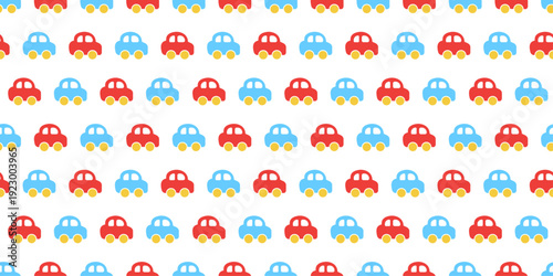 Wallpaper Mural A children's pattern with red and blue cars on a white background. Wallpaper for a children's room.Vector illustration. Cartoons car s Torontodigital.ca