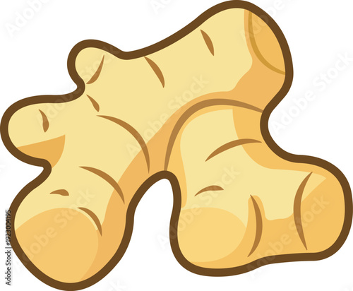 Fresh Ginger Root Flat Vector Spice Icon