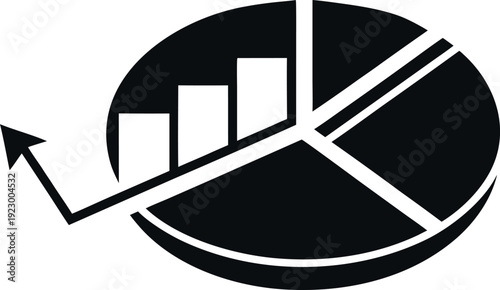 Business growth chart and pie diagram icon symbolizing financial analysis and success