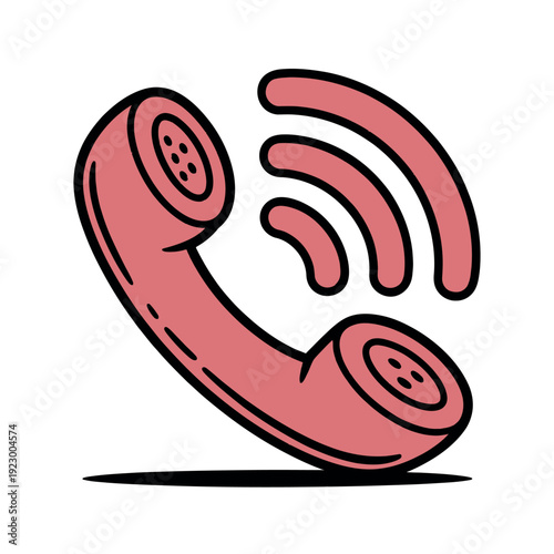 Vintage pink telephone receiver icon signals an incoming call or communication need.
