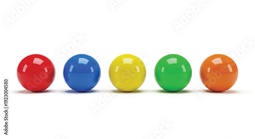 Colorful marbles in vibrant glossy finish with soft studio lighting on white background for advertising