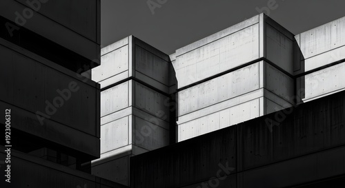 Abstract Brutalist Architecture in Black and White