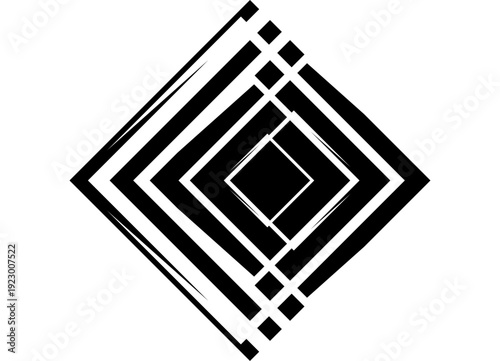 Abstract vector pattern of black lines on a white background. Modern design element of intertwined square frames. Strict Vector background for covers, advertising, printing, packaging, labels, posters