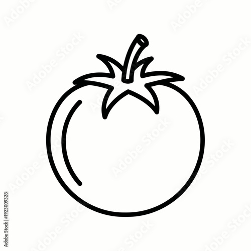 A simple line drawing of a ripe tomato