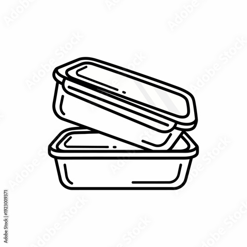 Two containers stacked on top of each other. The scene is simple and minimalist, with clean lines and a clear focus on the subject