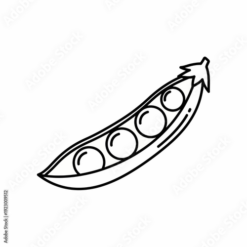 A detailed illustration of a pea pod with peas