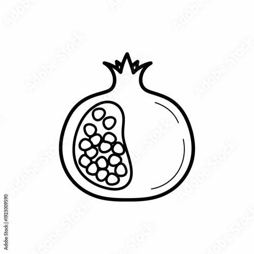 A detailed illustration of a pomegranate fruit, a symbol of abundance and fertility