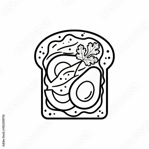 A sketch of avocado toast, a popular and healthy breakfast option. The toast is beautifully illustrated, capturing the essence of a nutritious and delicious meal