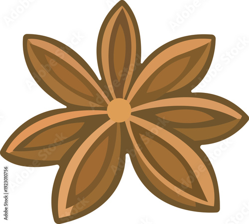  Star Anise Flat Vector Aromatic Spice Icon