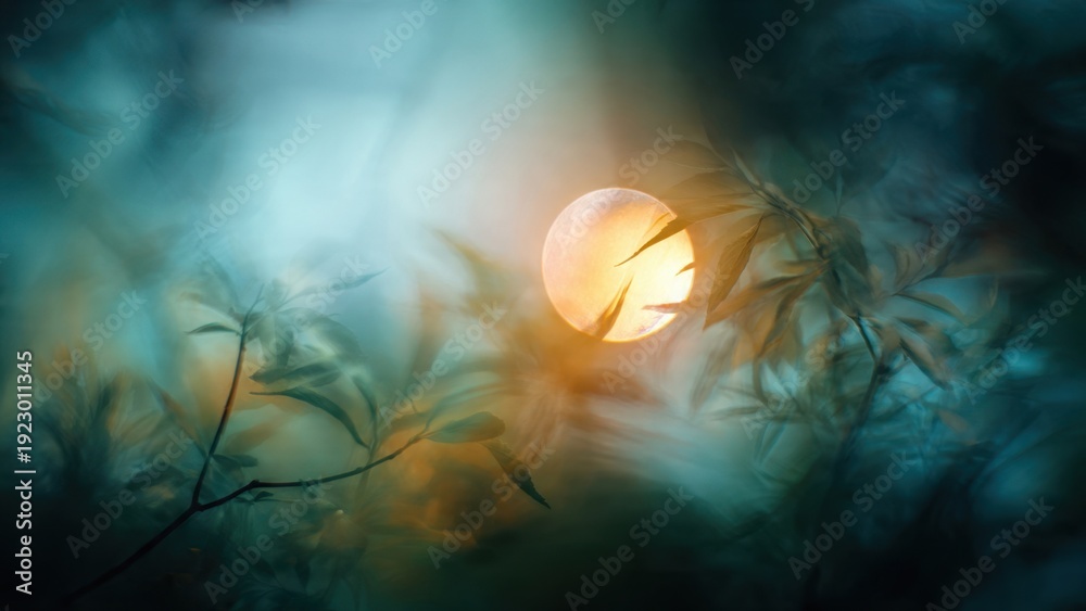 Fototapeta premium Abstract sun through leaves, dreamy