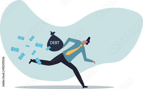Debt burden, financial obligation or loan payment, heavy load of money failure,human life and situation.