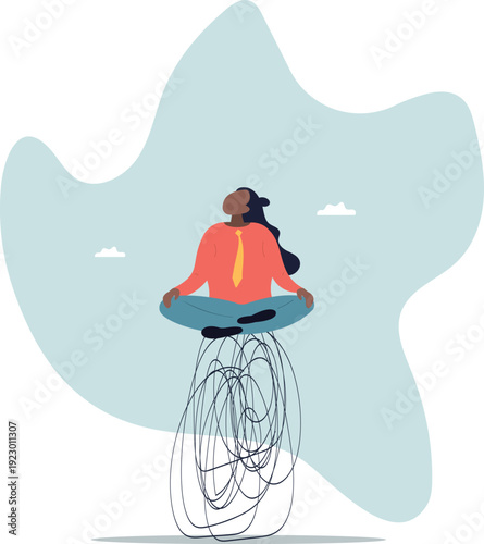 Stress management, meditation or relaxation to reduce anxiety,human life and situation.