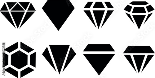 Collection of various diamond shapes and cuts