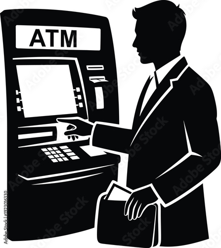 Man using an automated teller machine