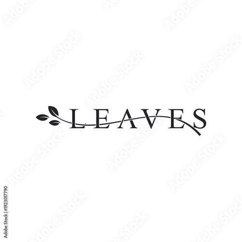 creative font text leaves logo design, graphic symbol vector font serif