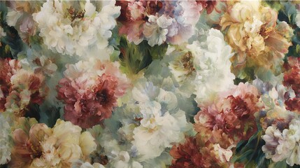 Floral patterns with a soft, blurry look, like a hand-drawn oil painting, grace home furnishings.