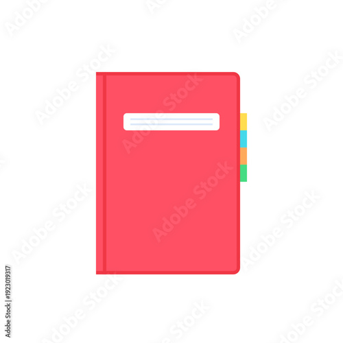 Closed Diary Notebook with Tabs Flat Vector Icon