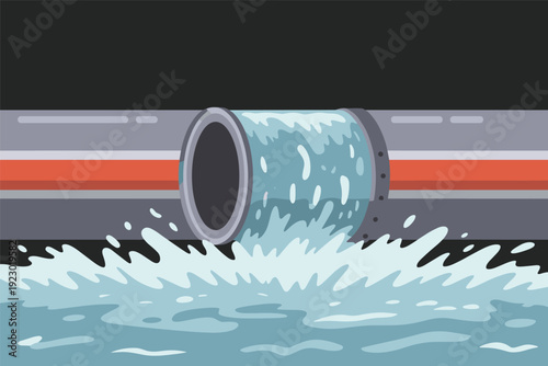 Water pipe leaking with splashing liquid