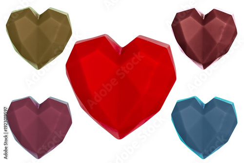 Wallpaper Mural Colorful geometric hearts with polygonal facets on a white background Torontodigital.ca