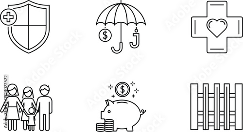 Essential services and protections in modern society isolated on transparent background, Vector