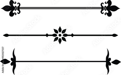 Decorative separator line collection featuring fleur de lis and floral scroll designs vector illustration