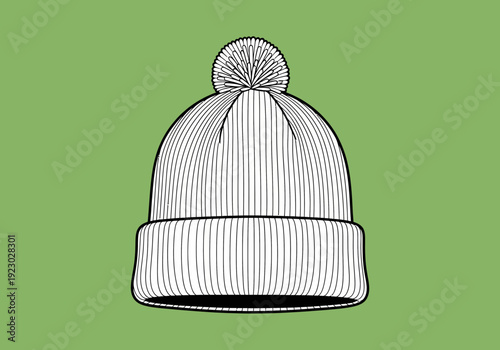 Illustration of a knitted winter hat with a pompom.