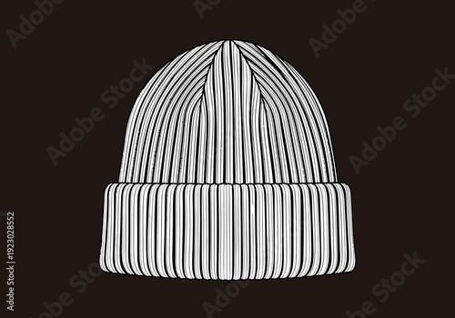 Striped Beanie Hat Graphic Design.
