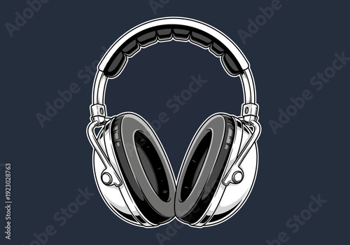 Vintage Studio Headphones Illustration.