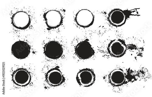 A set of vector photorealistic bullet holes with jagged edges on metal, concrete, or brick walls. Suitable for computer game design, military-themed posters, and posters.