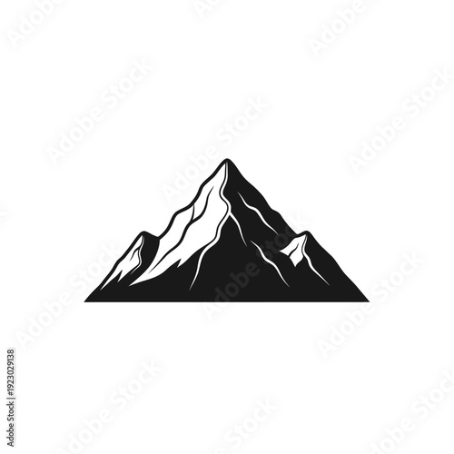 Black and White Mountain Peak Silhouette.