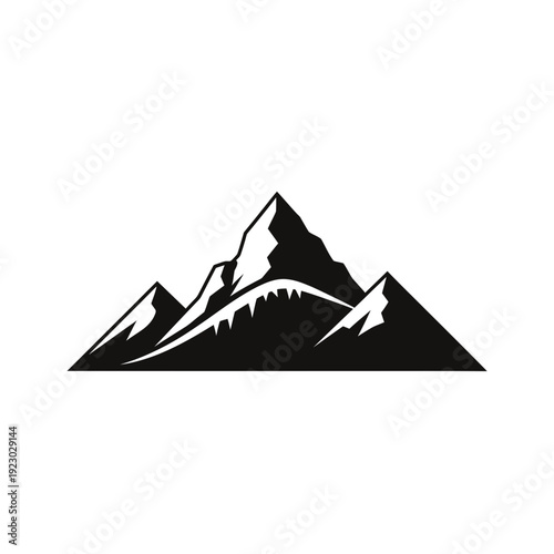 Black and white mountain range silhouette.