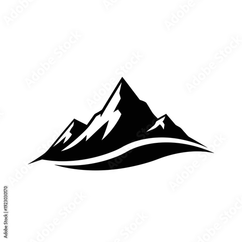 Black and White Mountain Peak Logo Design.