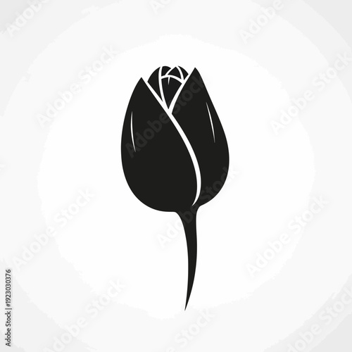 Black silhouette of a rose bud 1.