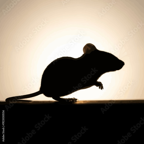 Silhouette of a Mouse on a Dark Surface.