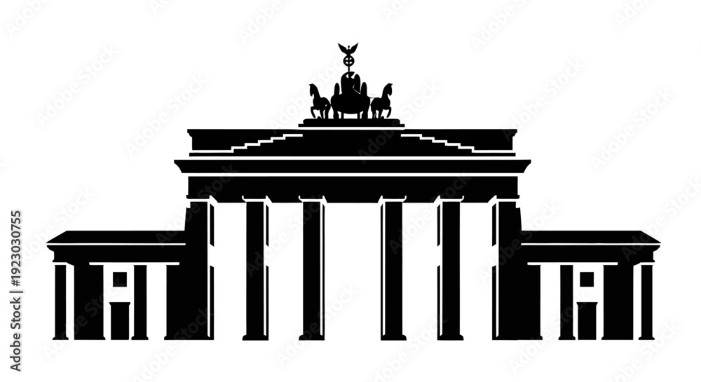 Fototapeta premium Brandenburg Gate Monument Silhouette Illustration.