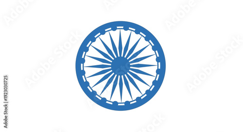 Blue Ashoka Chakra Symbol on White.
