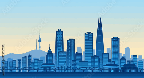 City Skyline with Modern Tall Buildings.