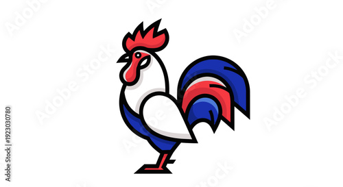 Colorful Cartoon Rooster Illustration Standing.