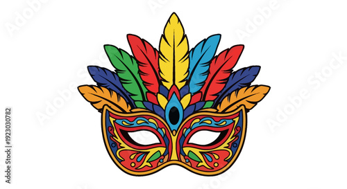 Colorful Carnival Mask with Feathered Headpiece.