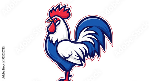 Colorful Cartoon Rooster Standing Proudly Illustration.