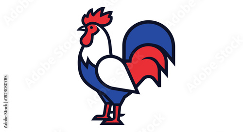 Colorful Cartoon Rooster Standing Proudly.